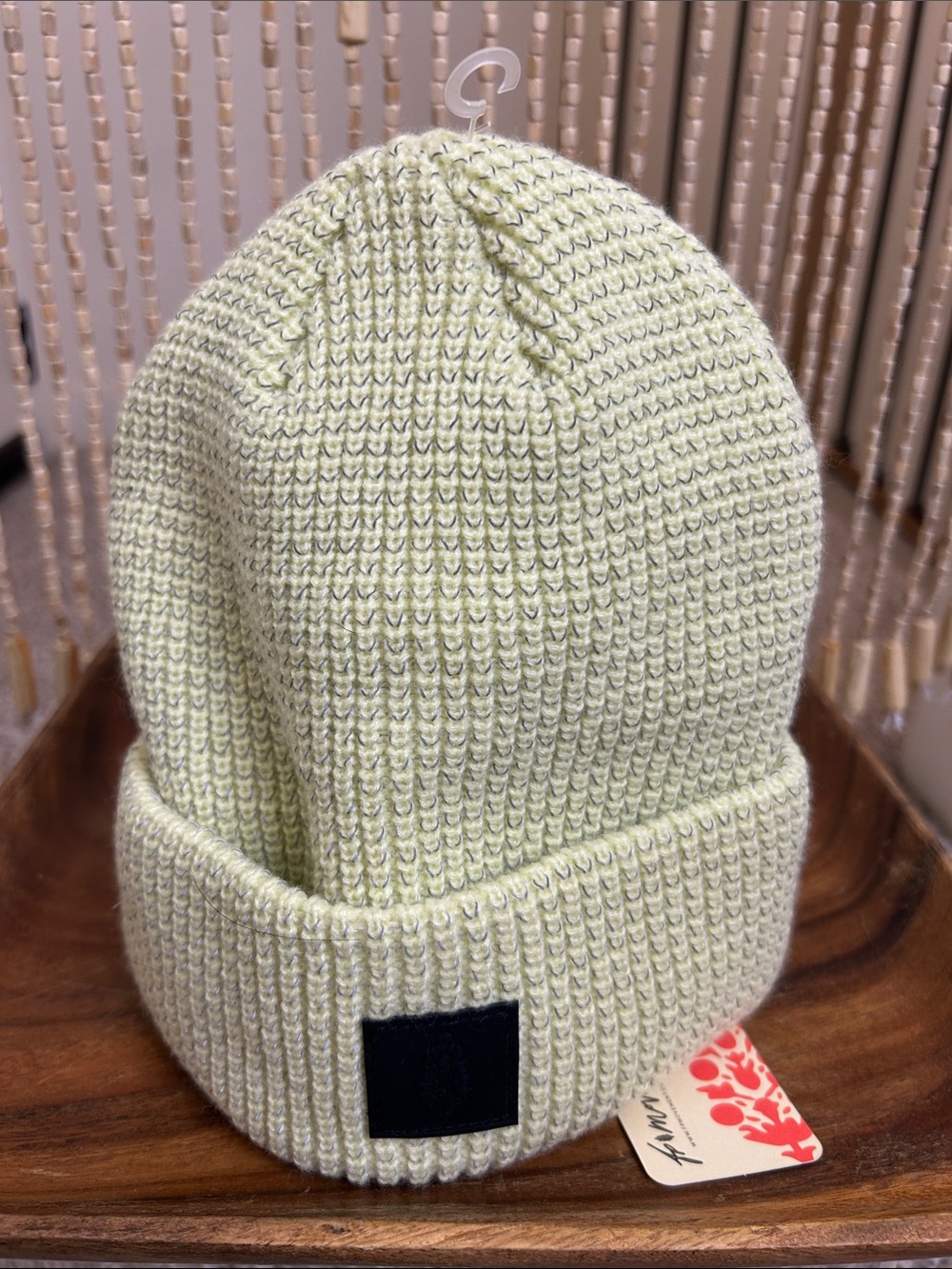 FP Movement dandelion by Free People Light Green Ribbed Knit Cuffed Beanie